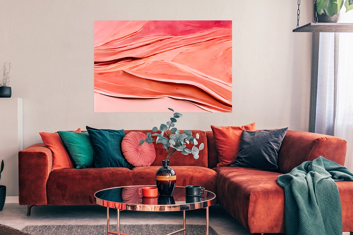 Poster Abstract - Roze - Pastel - Vormen - 120x90 cm