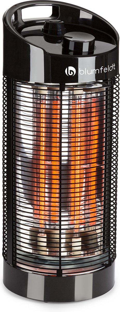 blumfeldt Heat Guru - infrarood verwarming, standkachel, elektrische verwarming, 600 of 1200 W IR ComfortHeat, 2 verwarmingsniveaus, oscillatie: 360 ° / 120 °, IPX4, compact, handgreep, zwart