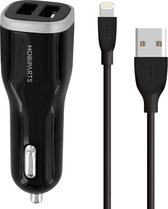 Mobiparts Chargeur Voiture Double USB 2.4A + Câble Lightning Noir