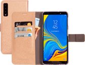 Mobiparts hoesje geschikt voor Samsung Galaxy A7 (2018) - Saffiano Wallet/Portemonnee hoesje - Magneet Sluiting - 3 Opbergvakken - Bruin Koper