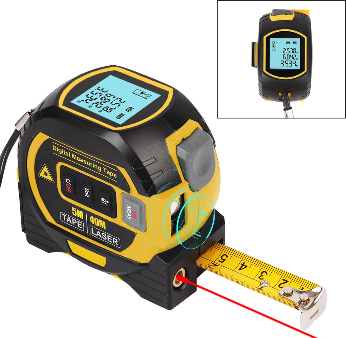 Ruban à mesurer laser numérique multifonction - 40M - Distancemètre -  Système métrique