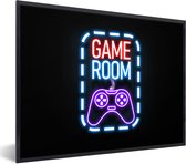 Game Poster - Neon - Quotes - Game room - Controller - Zwart - 40x30 cm