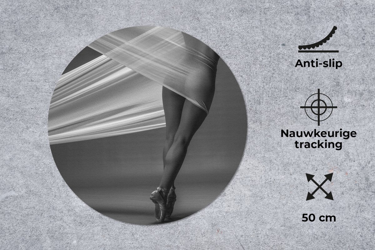 Muismat rond 50x50 cm - Mousepad Vrouw - Ballet - Dans - Lichaam - Ronde muismatten
