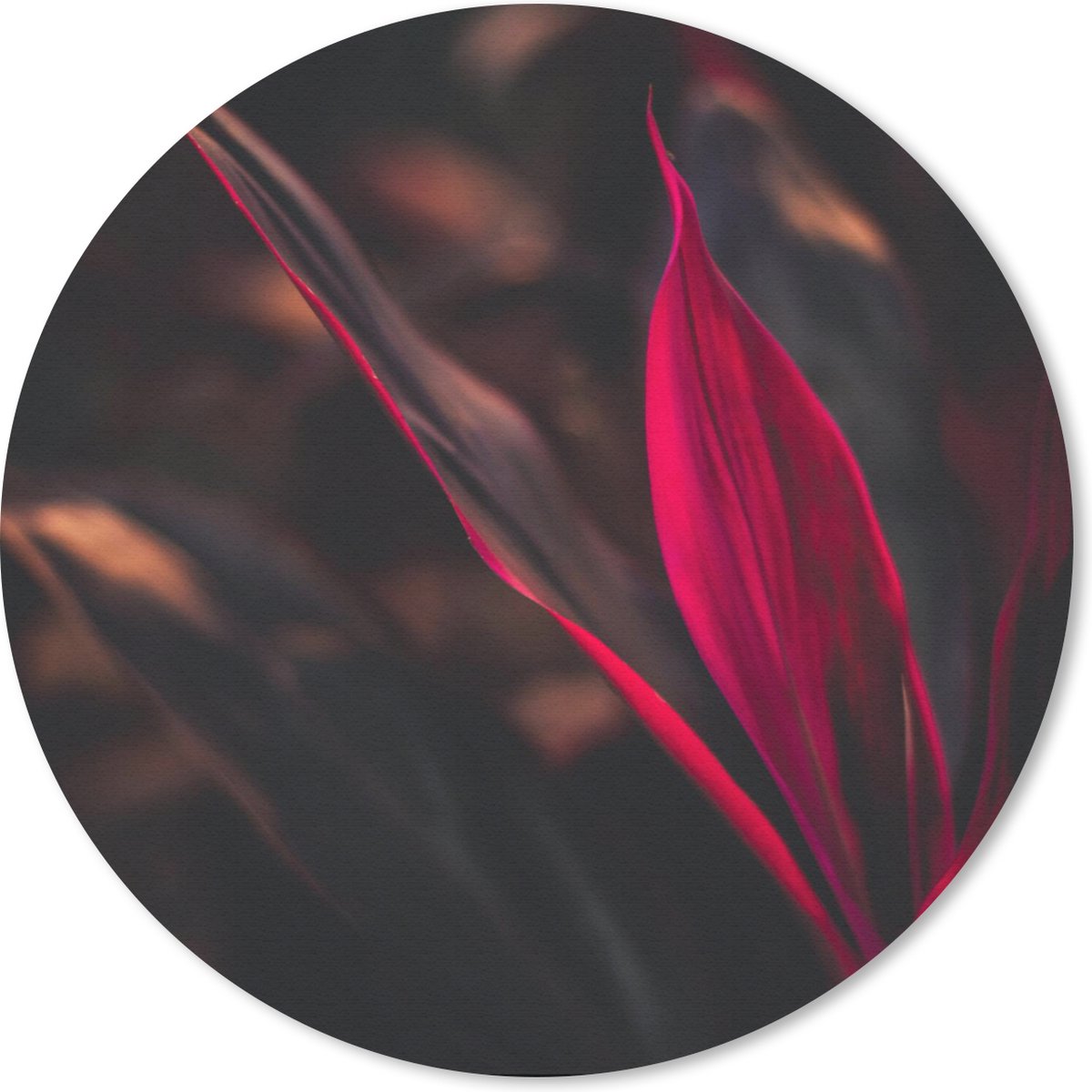 Muismat rond 30x30 cm - Mousepad Stilleven - Bladeren - Planten - Rood - Ronde muismatten