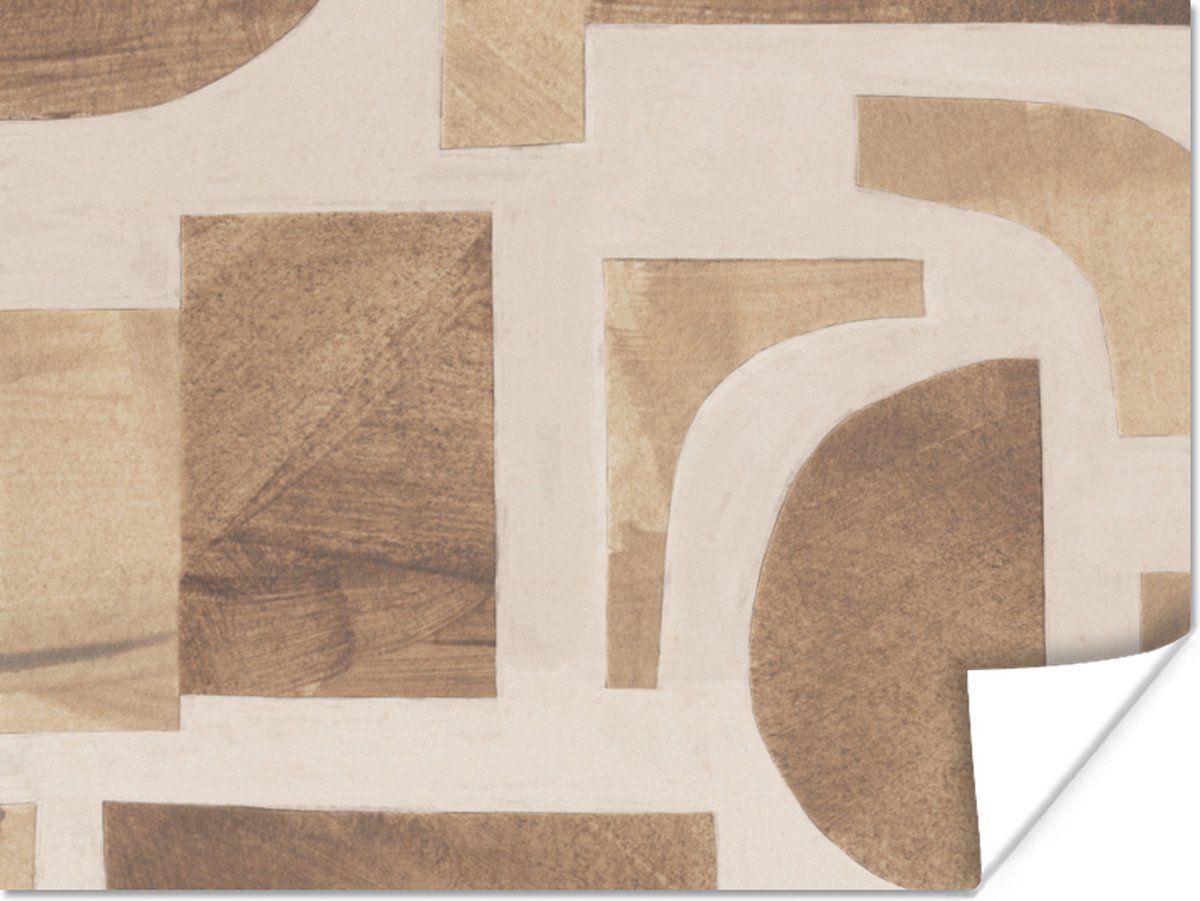 Poster Vormen - Abstract - Puzzel - Hout - 120x90 cm