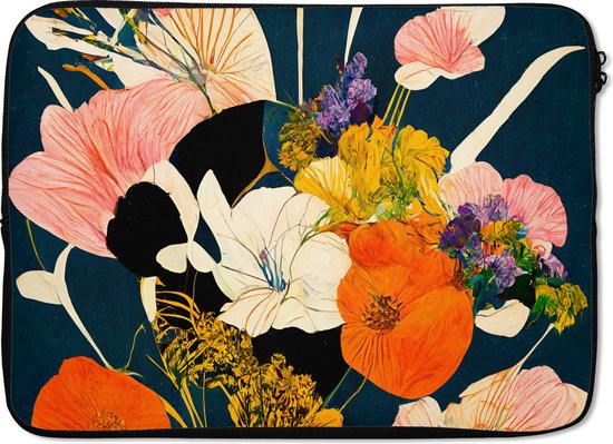 Housse pour ordinateur portable 13 pouces - Fleurs - Vase - Peinture - Plantes - Housse pour ordinateur portable - Dimensions intérieures 32x22,5 cm