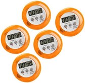 Set van 5 digitale timers, kookwekkers (alarmklok) oranje