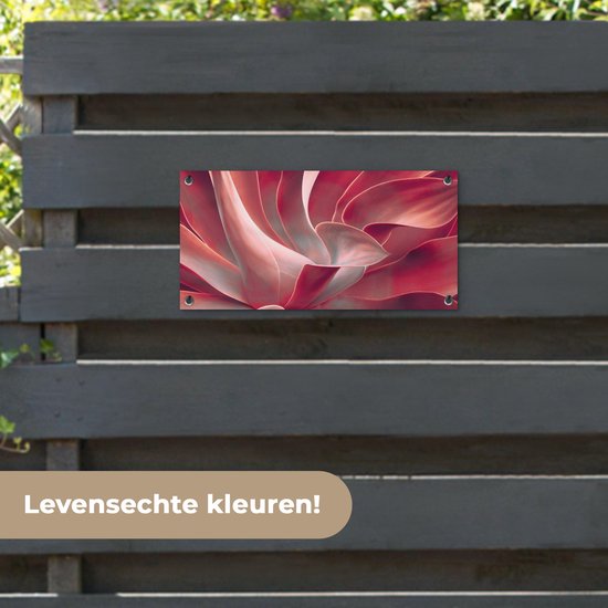 Tuinposter Stilleven - Bladeren - Plant - Roze - 60x30 cm - Tuindoek - Buitenposter