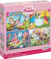 Grafix Puzzel 4 Jaar - 4-in-1 Unicorn, Prinses, Zeemeermin & Feëen - Puzzelstukjes 16, 24, 32, 40 pcs - Educatief Speelgoed Kinderen