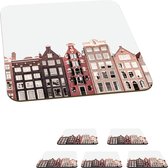 Onderzetters voor glazen - Amsterdam - Architectuur - Huizen - Straat - 10x10 cm - Glasonderzetters - 6 stuks