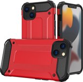 Schokbestendig Heavy Duty Hoesje Geschikt voor: iPhone 14 Shock Proof Hybride - Back Cover - Dual Layer Armor Case - Extra Stevig - Rood