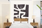 Behang - Fotobehang Abstract - Zwart - Wit - Vormen - Breedte 205 cm x hoogte 280 cm - Behangpapier