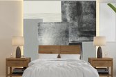 Behang - Fotobehang Abstract - Grijs - Zwart - Kubus - Breedte 350 cm x hoogte 350 cm - Behangpapier