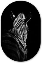 Zebra - Animal - Zwart et blanc - Animaux sauvages Plaque en plastique (épaisseur 5 mm) - Forme miroir ovale sur plastique