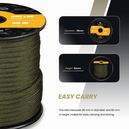 Corda Paracord Fluorescente 4mm - 7 Fili - Per Campeggio E Sopravvivenza - Foto 4