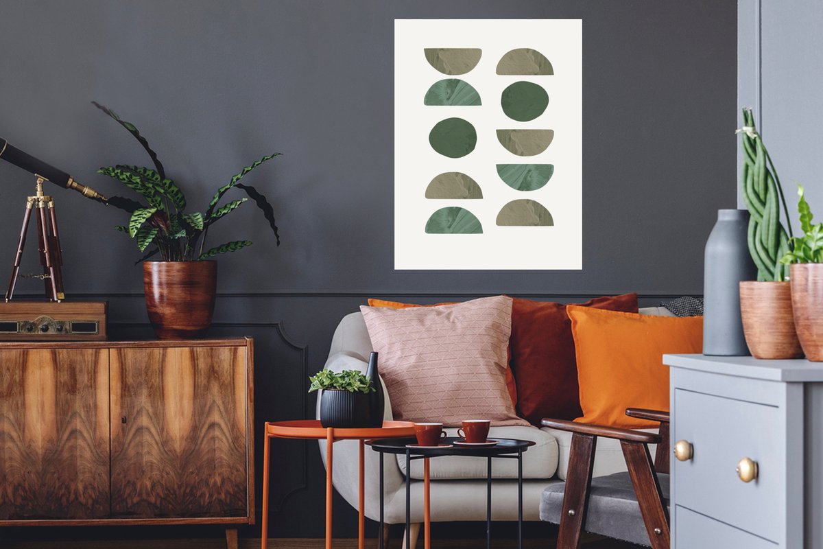 Muurstickers - Sticker Folie - Vormen - Groen - Cirkel - Half - 60x80 cm - Plakfolie - Muu