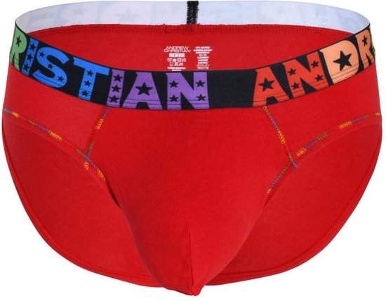 Andrew Christian Almost Naked Pride Cotton Brief Red - MAAT S - Heren Ondergoed - Slip voor Man - Mannen Slip