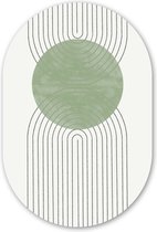 Muurovaal - Wandovaal - Kunststof Wanddecoratie - Ovalen Schilderij - Lijnen - Cirkel - Groen - Abstract - 80x120 cm - Ovale spiegel vorm op kunststof