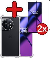 OnePlus 11 Case Siliconen Shock Proof Case Cover Avec 2x Protecteur d'écran - OnePlus 11 Cover Case Antichoc - Transparent