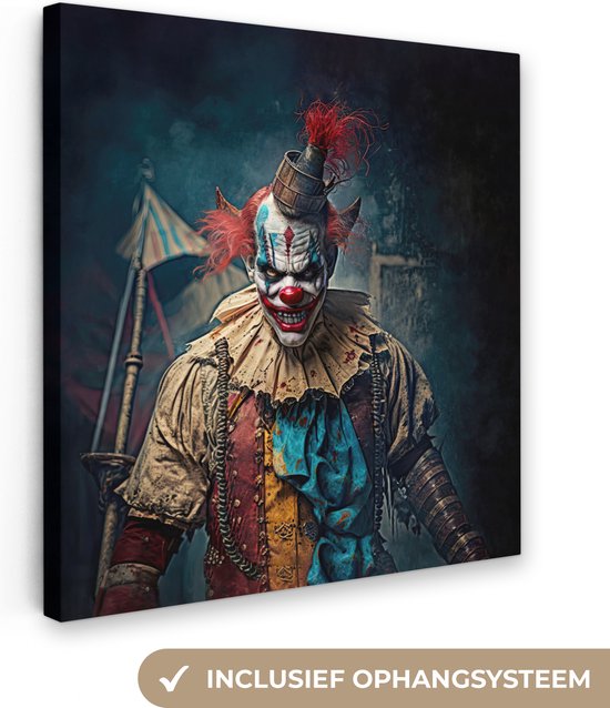 Canvas Schilderij Clown - Horror - Kleding - Portret - Wanddecoratie