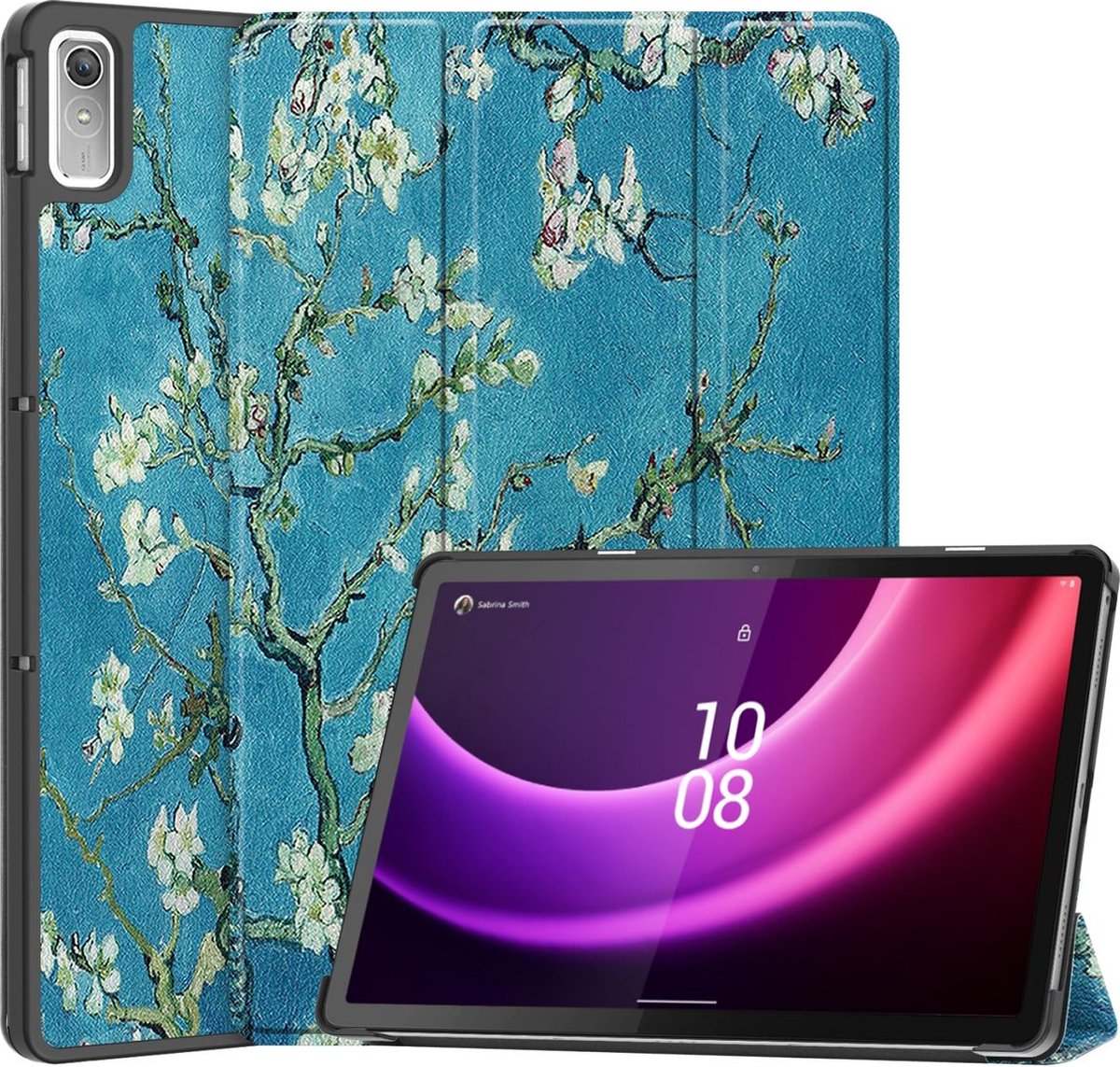 Mobigear Tablethoes geschikt voor Lenovo Tab P11 Gen 2 Hoes | Mobigear Tri-Fold Bookcase - Amandelbloesem