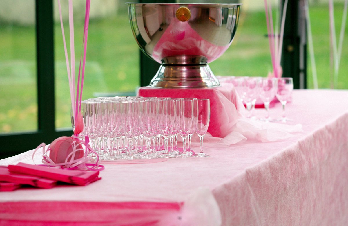 Santex Tafelkleed op rol - 2x - non woven polyester - roze - 120 cm x 10 m