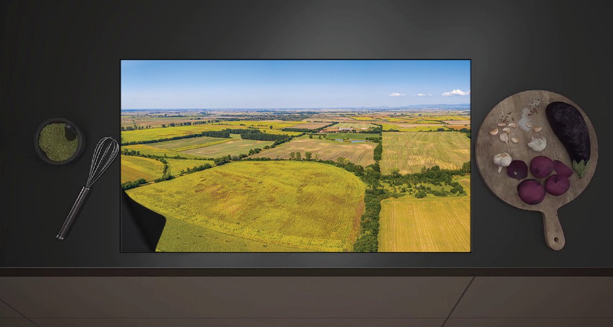 Inductieplaat Beschermer - Bovenaanzicht Landschap met Gras en Planten - 90x52 cm - 2 mm Dik - Inductie Beschermer met zwarte kern
