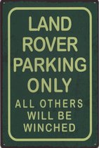 Wandbord Auto Transport - Land Rover Parking Only
