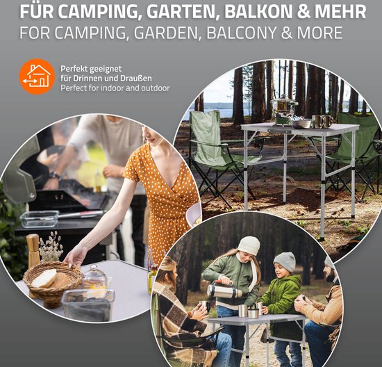 Campingtafel opvouwbaar 75x55x68 cm zilver/wit aluminium ML-Design van Camp — afbeelding 3