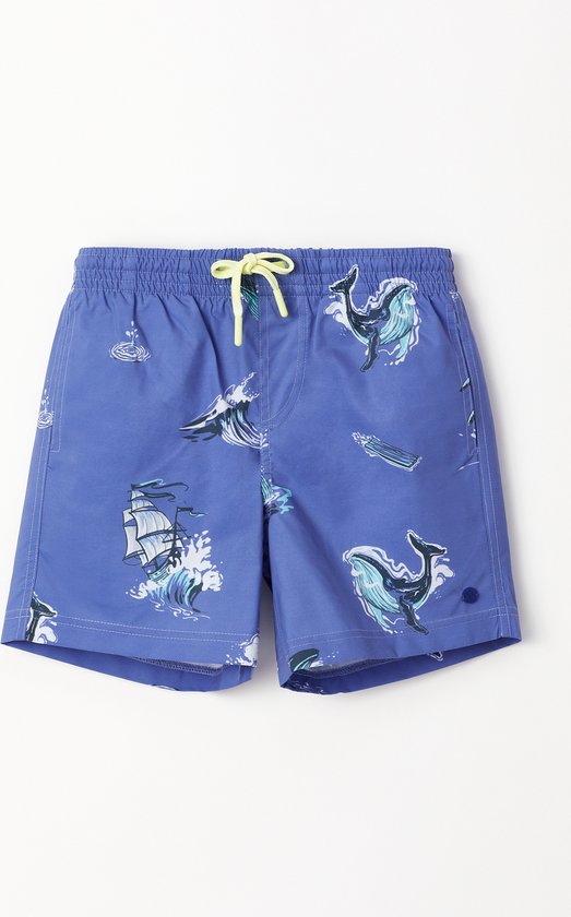 Woody zwemshort jongens/heren - blauw met walvis all-over print - 231-2-QWW-W/931 - maat 128