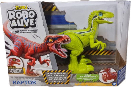 Robo Alive Raptor Dinosaur vert - 24 cm - Robot interactif - Vert