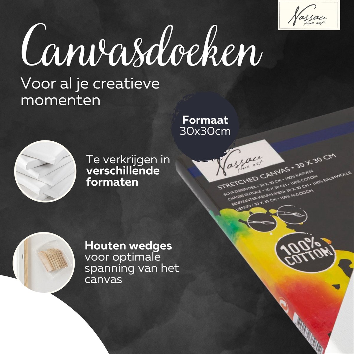 Schildersdoeken Set 12pcs - Formaat 30x30 cm - geschikt voor acryl-, olie- en aquarelverf - hoogwaardige kwaliteit canvas - perfect voor middelgrote schilderijen - goede prijs-kwaliteitverhouding — afbeelding 9