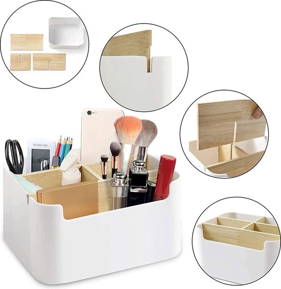 Houten bureau-pen, 5 vakken, houten bureau-organizer, bureau Houten bureau-pen, 5 vakken, houten bureau-organizer, bureau