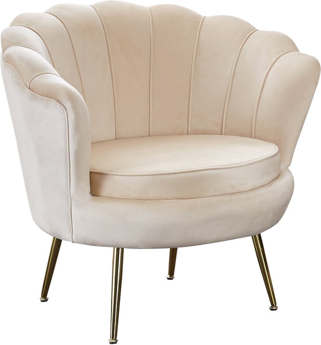 Fauteuil Chanelle Beige - Velours - Zithoogte 44 cm - Zitdiepte 56 cm