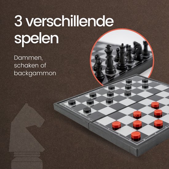 Thumbnail van een extra afbeelding van het spel No Peak 3 in 1 schaakbord Plastic - Schaakspel - Dammen - Backgammon - schaakbord met schaakstukken - 3 in 1 schaakset -Inclusief E-Book