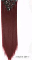 Haarextensions hairextensions haar extensions Bordeaux rood red in clip 55cm stijl