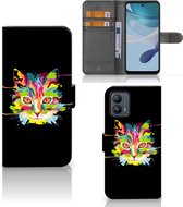 Wallet Book Case Motorola Moto G53 Smartphone Hoesje Cat Color Leuke Verjaardagscadeaus