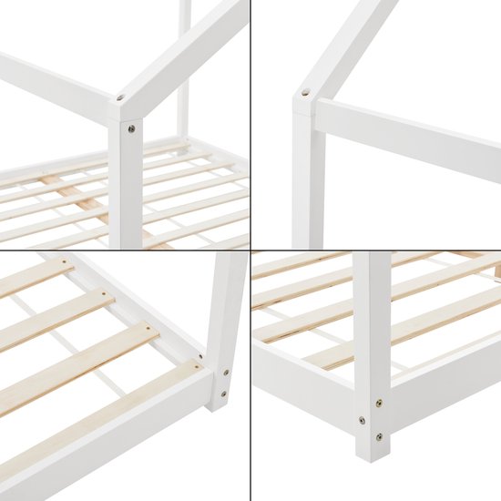 Lit enfant Cerro lit cabane avec sommier à lattes 180x200 cm blanc