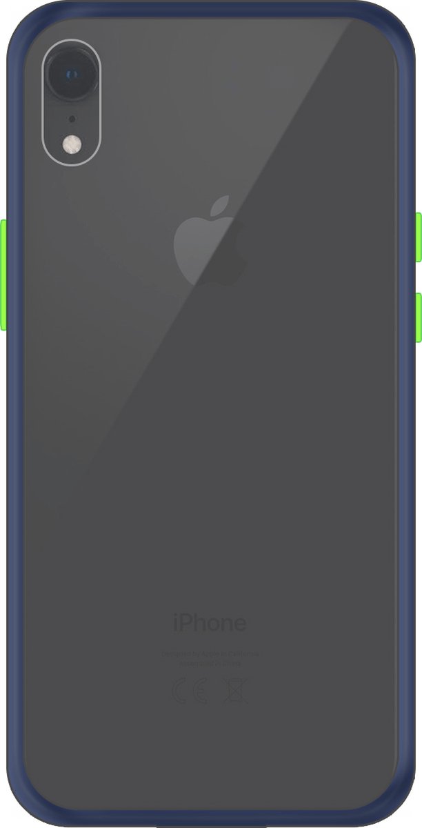 Telefoonglaasje Hoesje Geschikt voor iPhone XR - TPU randen met PVC achterzijde - Blauw/Transparant - Beschermhoes - Case - Cover