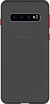 Telefoonglaasje Hoesje Geschikt voor Samsung Galaxy S10 - Kunststof - Zwart Transparant - Beschermhoes - Case - Cover