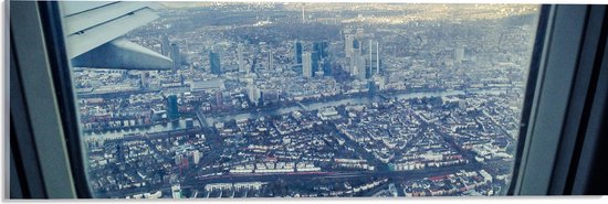 Acrylglas - Uitzicht over Bebouwde Stad vanuit Vliegtuig - 60x20 cm Foto op Acrylglas (Wanddecoratie op Acrylaat)