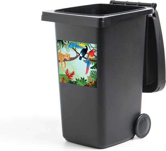 Container sticker Jungle dieren - Toekan - Jongens - Meiden - Luipaard - 40x40 cm - Kliko sticker