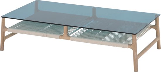 Table basse Gazzda Fawn table basse en bois blanchi à la chaux - avec plateau en verre pétrole - 120 x 60 cm