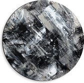 Dibond Muurcirkel - Mix van Zwart, Grijs en Witte Verftinten - 40x40 cm Foto op Aluminium Muurcirkel (met ophangsysteem)