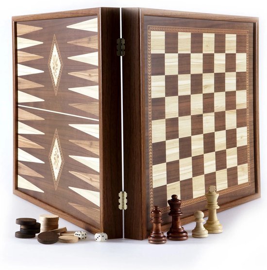 Afbeelding van het spel Manopoulos - Schaken & backgammon - 2-in-1 combo - 41x41 cm
