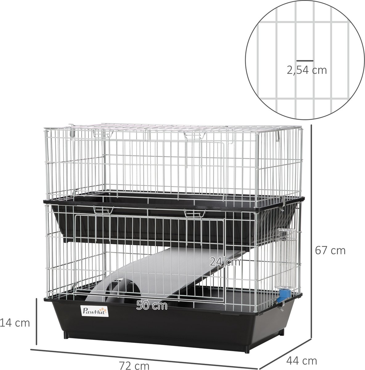 VEVOR 99 cm rollende metalen frettenkooi, grote 2-laags Critter Nation Cage, kleine dierenkooi met hellingen en lade, eenvoudig op te zetten voor huisdiermuizen, hamster, cavia, chinchilla, eekhoorn