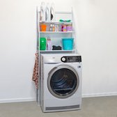 LG Life's Green wasmachine ombouw – Ruimtebesparende wasmachine kast – Opbergrek met 3 planken en handdoekhaakjes – Stabiele constructie – B65 x D25 x H175 cm – Wit