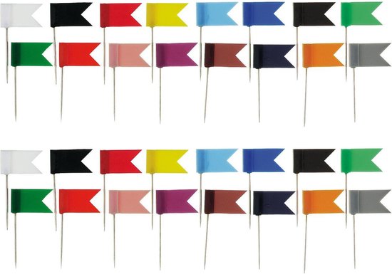 Drapeaux de punaise Alco - 40x - pour tableau d'affichage/tableau