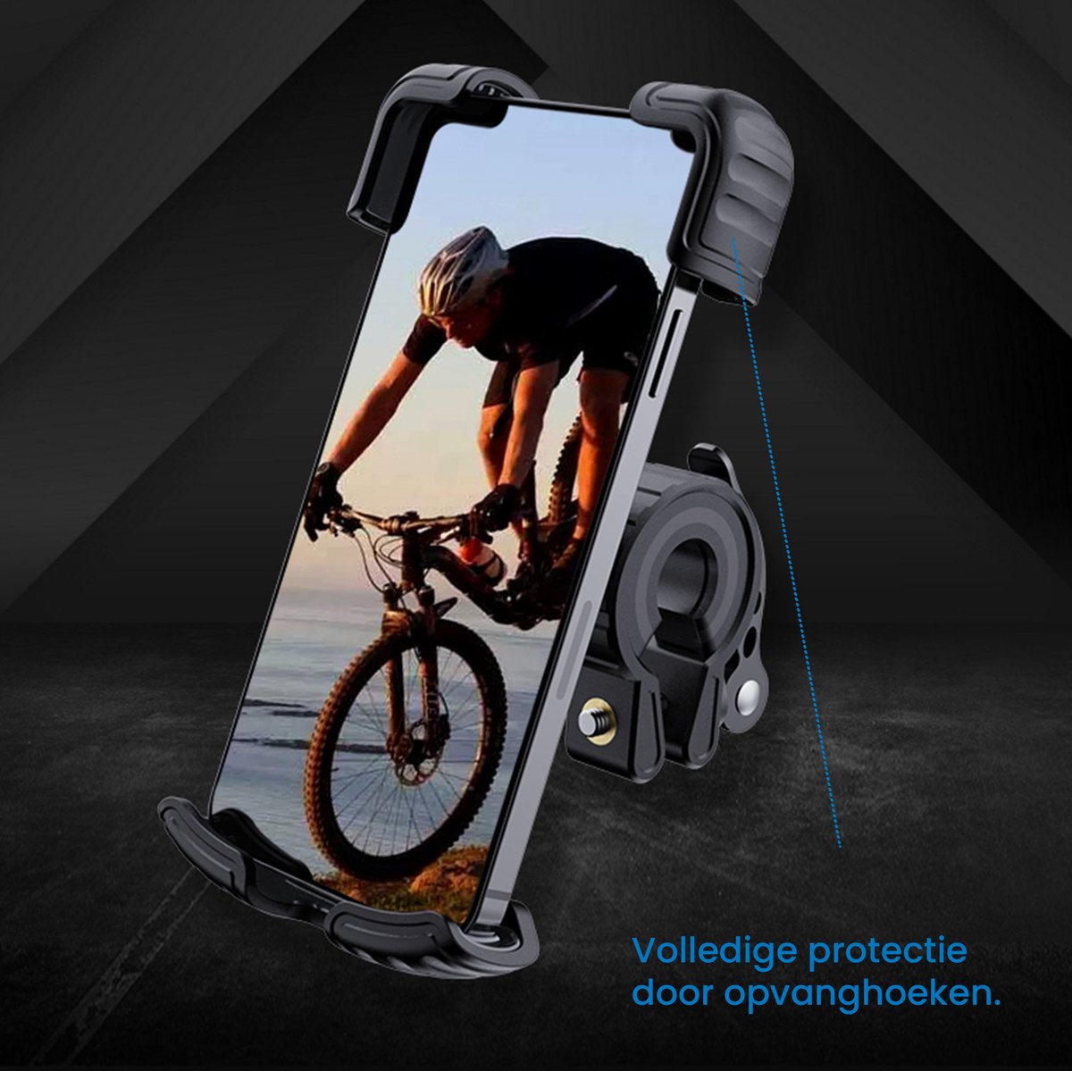 YONO Telefoonhouder met Safety Lock - Motor - Scooter - Brommer - Fiets - GSM Houder - Zwart – foto 6