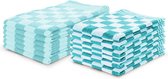 Set Essuies de vaisselle et Torchons Turquoise - Set de 12 - Carreaux - Essuies de vaisselle Block - 100% Coton - 6 Torchons Restauration - 65x65cm - 6 Torchons - 50x50cm